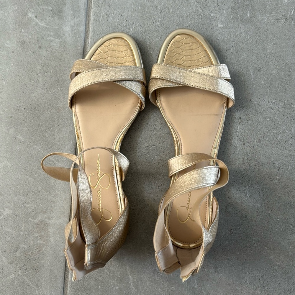 Gold Jessica Simpson sandals size 8